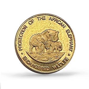 Uganda 4000 shillings Endangered Wildlife Elephants Pattern coin 1995