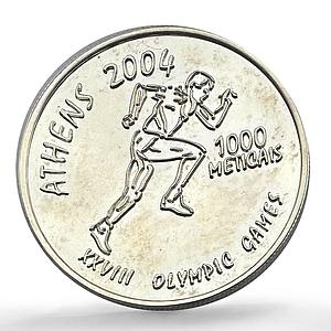 Mozambique 1000 meticais Athens Olympic Games Runner Pattern silver coin 2002