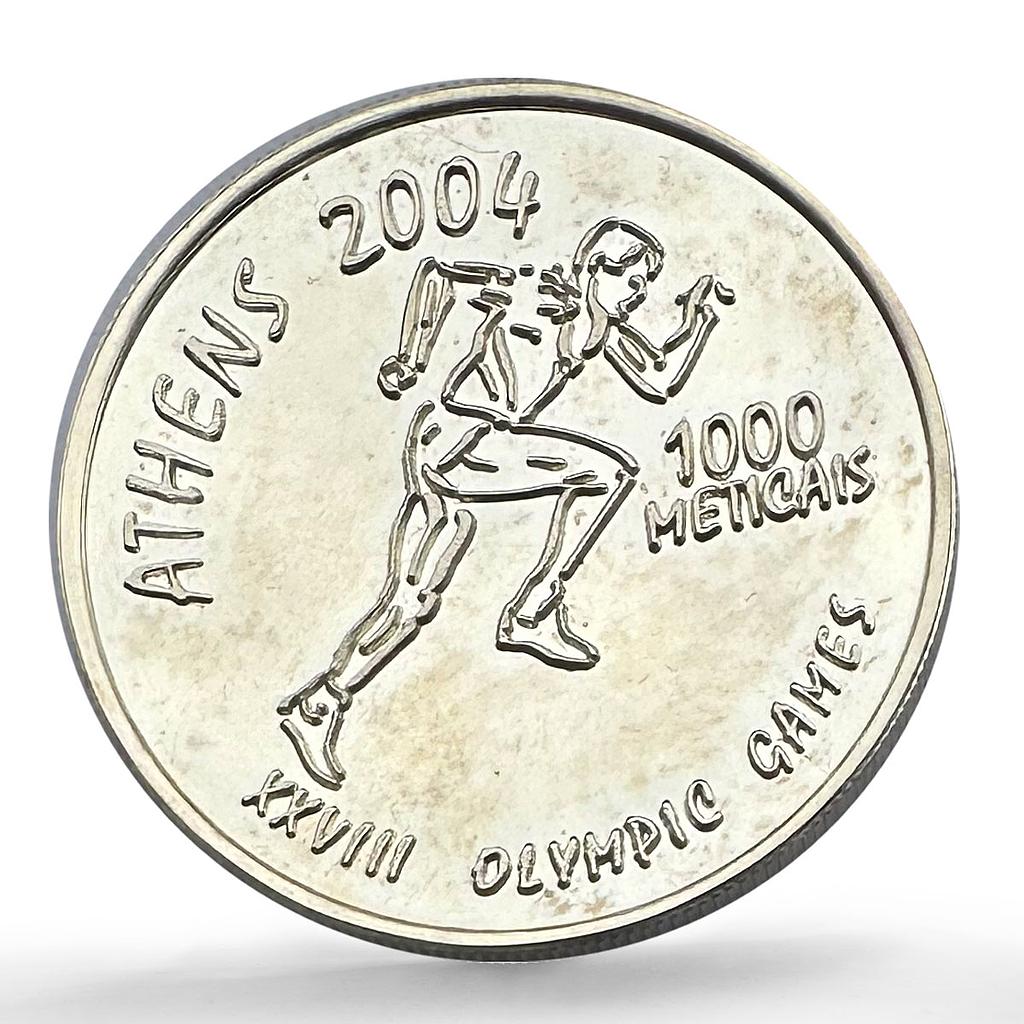 Mozambique 1000 meticais Athens Olympic Games Runner Pattern silver coin 2002