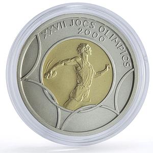Andorra 20 diners Sydney Olympic Games Discus Throw Matte silver gold coin 1998