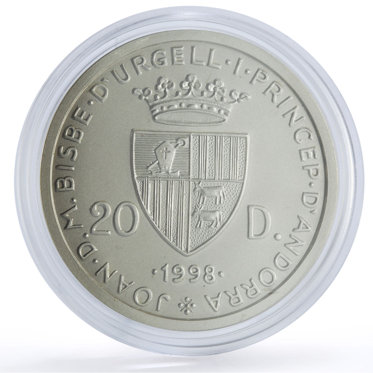 Andorra 20 diners Sydney Olympic Games Discus Throw Matte Gilt silver coin 1998