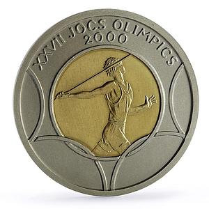 Andorra 20 diners Sydney Olympic Games Javelin Throw Matte gold silver coin 1998