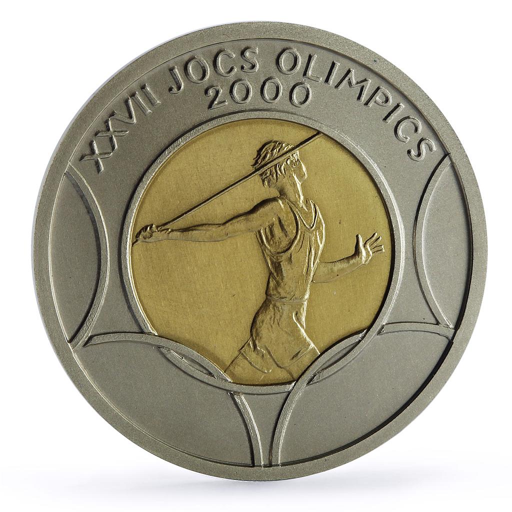 Andorra 20 diners Sydney Olympic Games Javelin Throw Matte gold silver coin 1998