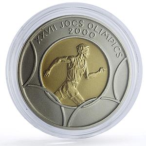 Andorra 20 diners Sydney Olympic Games Running Matte Gilt silver coin 1998