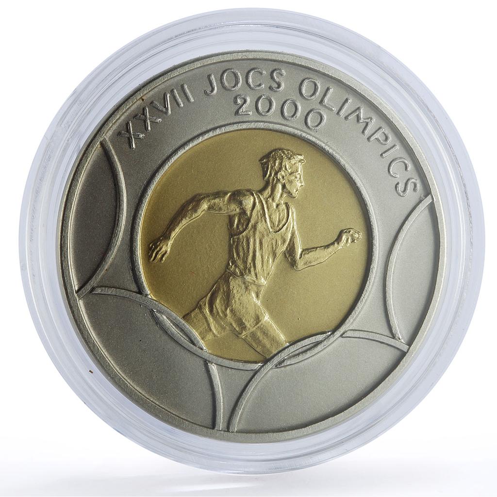 Andorra 20 diners Sydney Olympic Games Running Matte Gilt silver coin 1998