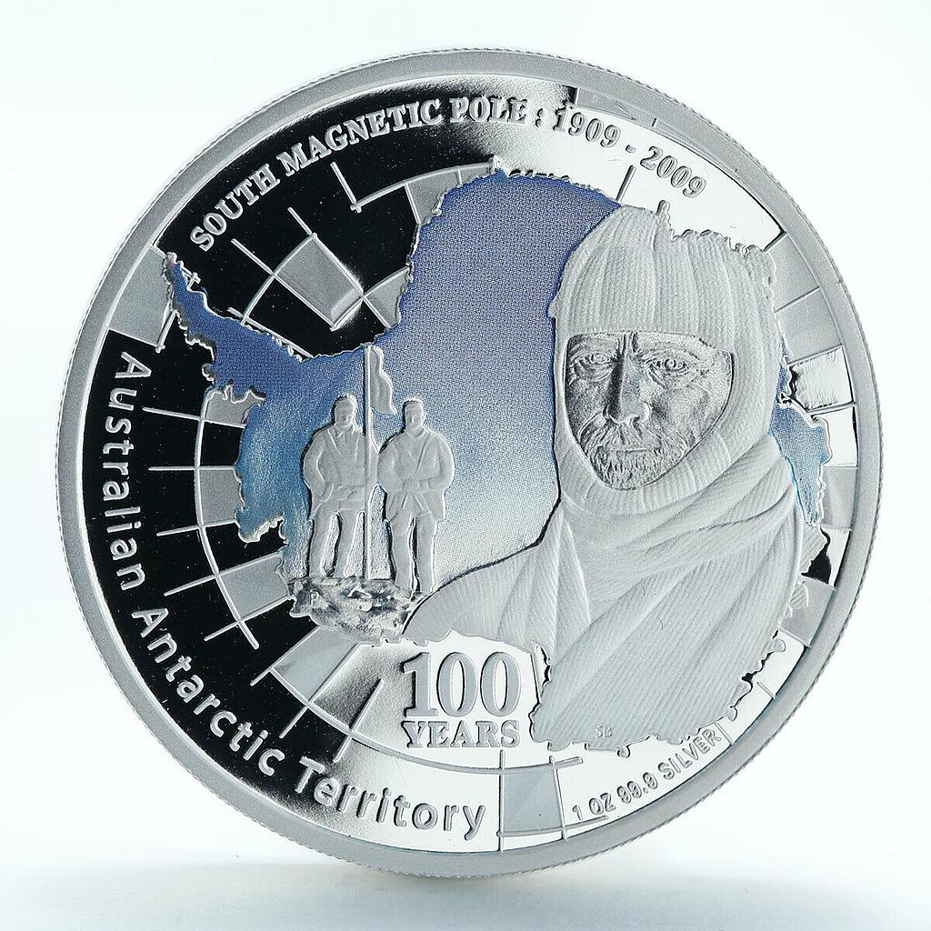 Australia 1 dollar Antarctic South Magnetic Pole silver coin 1909 - 2009