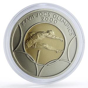 Andorra 20 diners Sydney Olympic Games Hurdling Matte gold silver coin 1998