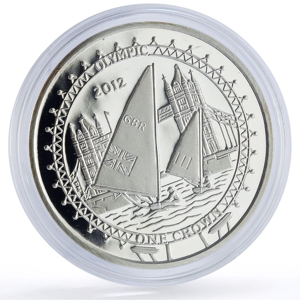 Isle of Man 1 crown London Olympic Games Sailing Ships proof silver coin 2009