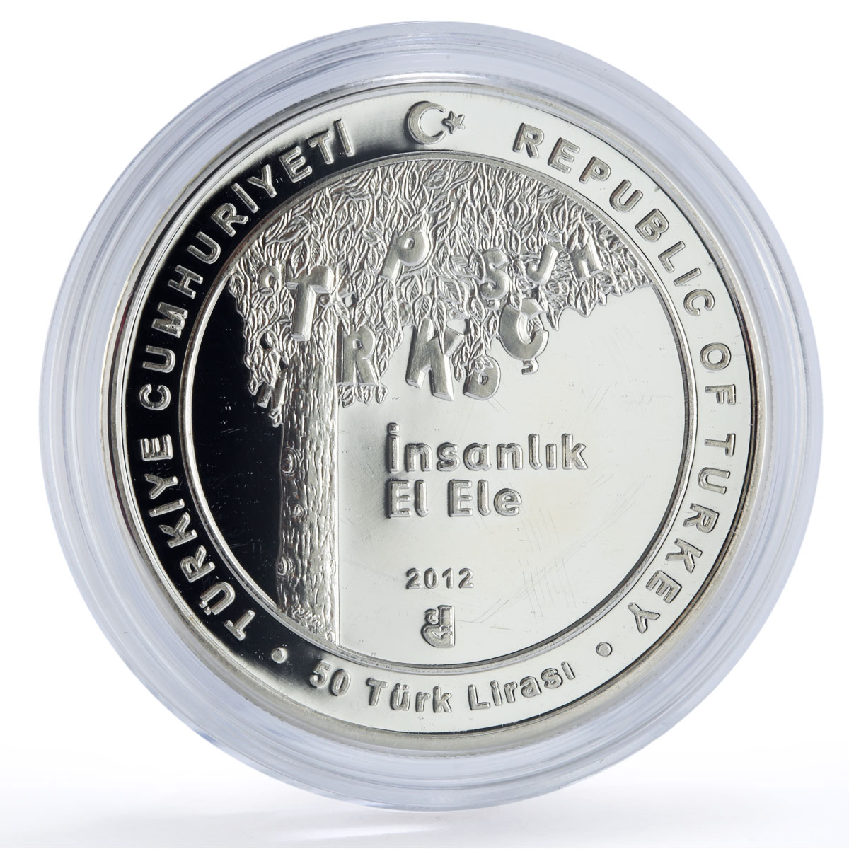 Turkiye 50 lira Turkish Olympics 100th Anniversary Tree proof silver coin 2012