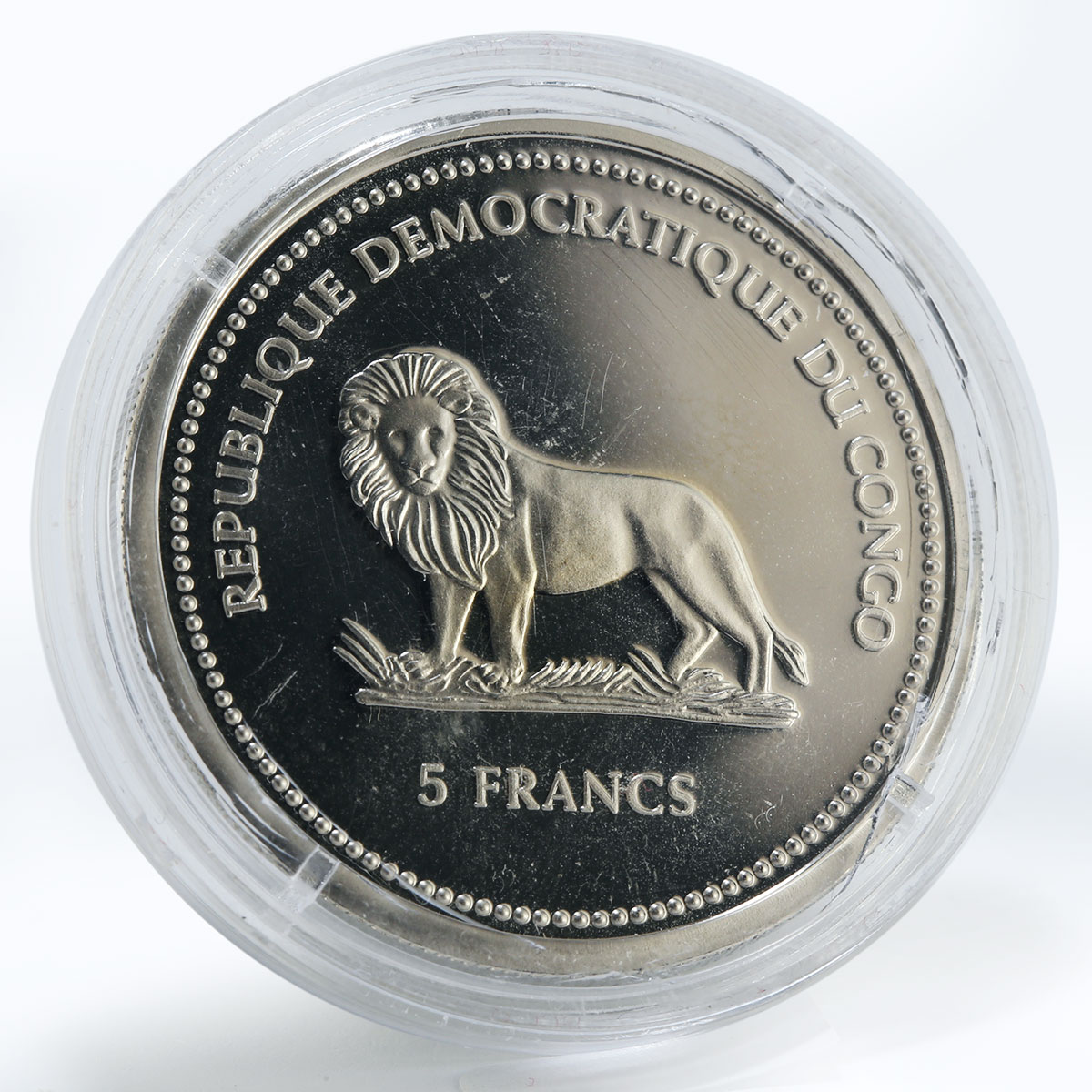Congo 5 francs Kingfisher Bird colored copper-nickel coin 2004