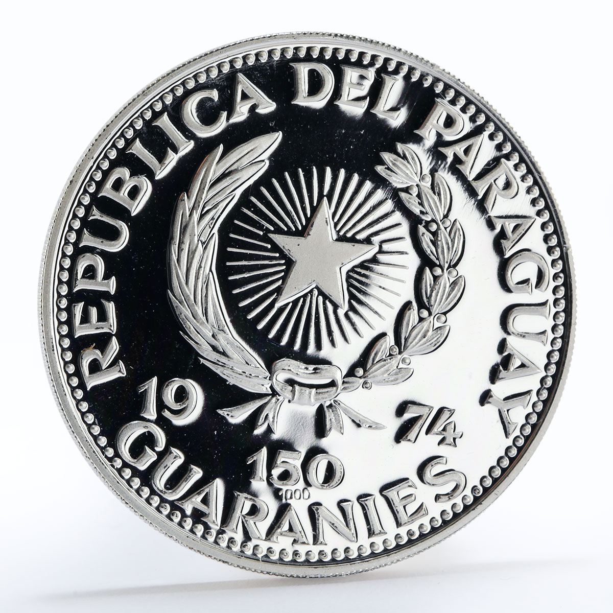 Paraguay 150 guaranies John F. Kennedy president proof silver coin 1974