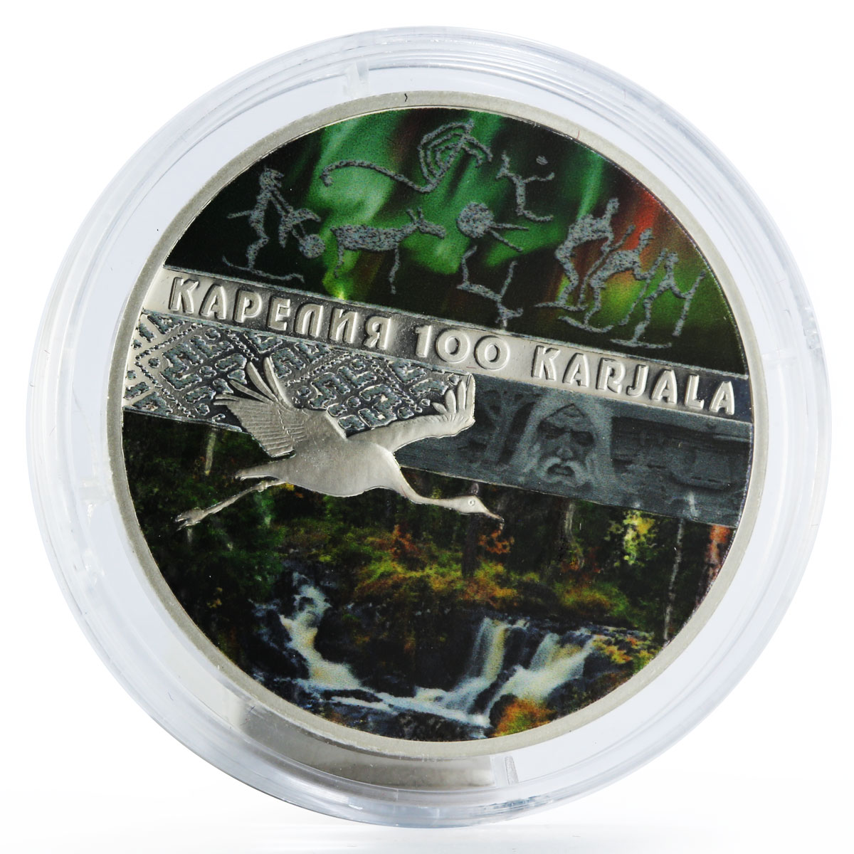 Cameroon 1000 francs 100th Anniversary of Karelia Crane Deer silver coin 2019
