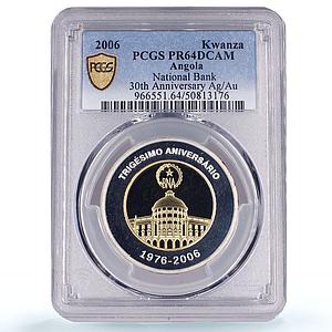 Angola 1 kwanza National Bank 30th Anniversary PR64 PCGS silver gold coin 2006
