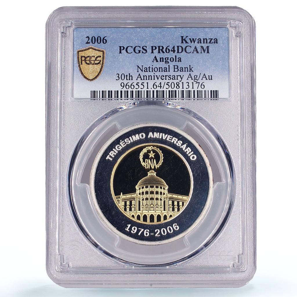 Angola 1 kwanza National Bank 30th Anniversary PR64 PCGS silver gold coin 2006
