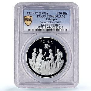 Ethiopia 20 birr UNICEF Save the Children Child Year Piefort PR68 PCGS coin 1979