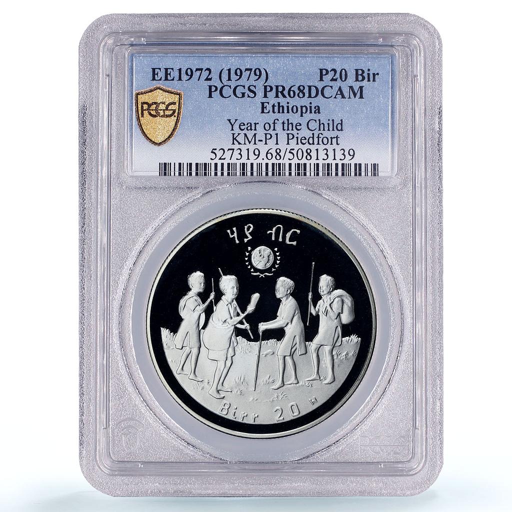 Ethiopia 20 birr UNICEF Save the Children Child Year Piefort PR68 PCGS coin 1979