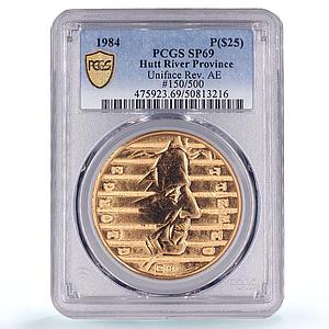 Hutt River 25 dollars George Orwell by Alex Shagin SP69 PCGS bronze coin 1984