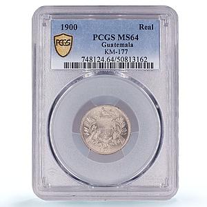 Guatemala 1 real Republic Coinage Libertad KM-177 MS64 PCGS CuNi coin 1900