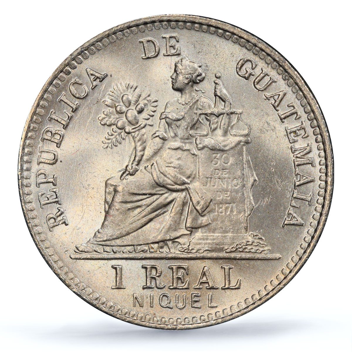 Guatemala 1 real Republic Coinage Libertad KM-177 MS64 PCGS CuNi coin 1900