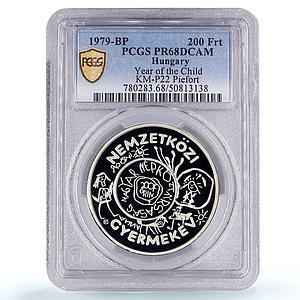Hungary 200 HUF UNICEF Save the Children Child Year Piefort PR68 PCGS coin 1979