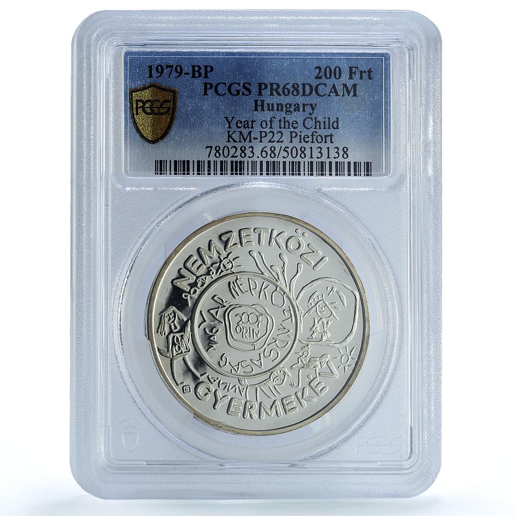 Hungary 200 HUF UNICEF Save the Children Child Year Piefort PR68 PCGS coin 1979 Hungary 200 HUF UNICEF Save the Children Child Year Piefort PR68 PCGS coin 1979