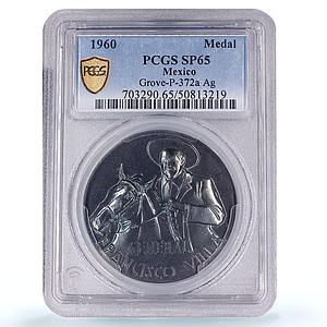 Mexico General Francisco Villa Horseman Politics SP65 PCGS silver medal 1960
