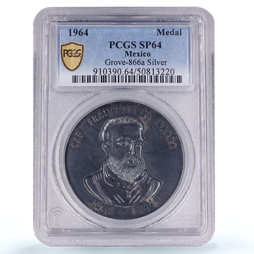 Mexico Explorer Francisco Ibarra 400th Anniversary SP64 PCGS silver medal 1964