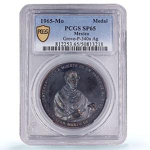 Mexico Michoacan Bishop Vasco de Quiroga Religion SP65 PCGS silver medal 1965