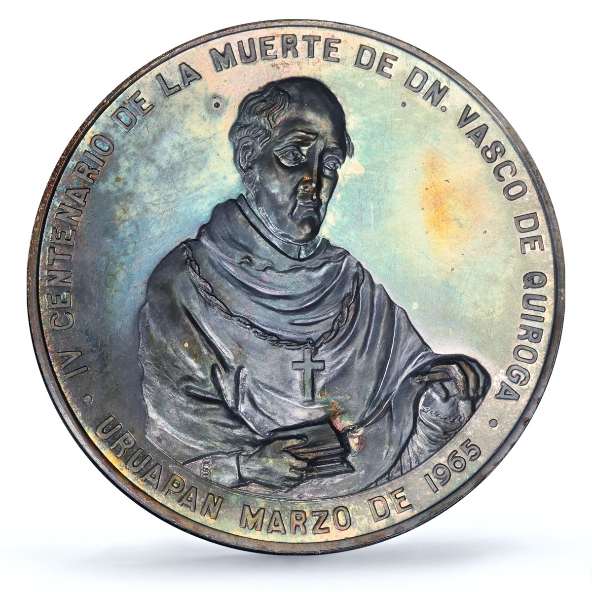 Mexico Michoacan Bishop Vasco de Quiroga Religion SP65 PCGS silver medal 1965