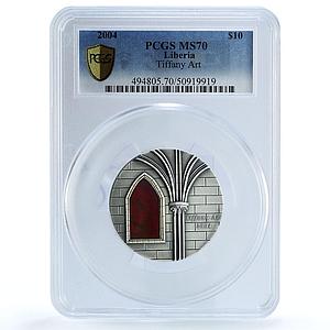 Liberia 10 dollars Tiffany Art Nouveau Masterpieces MS70 PCGS silver coin 2004