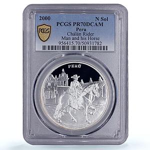 Peru 1 sol Ibero-American Hombre Caballo Man Horse PR70 PCGS silver coin 2000