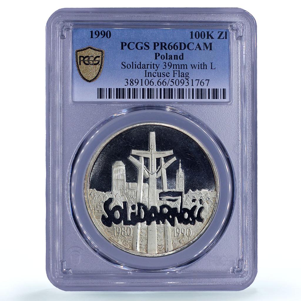 Poland 100000 zlotych Solidarity Society Politics PR66 PCGS silver coin 1990