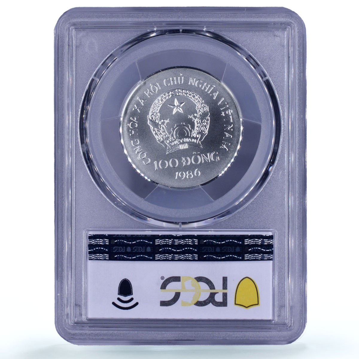 Vietnam 100 dong Conservation Pavo Peacock Bird Fauna MS70 silver coin 1986