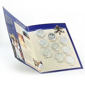 Malta set of 9 coins 10 liras Pope John Paul II CuNi proof 2005