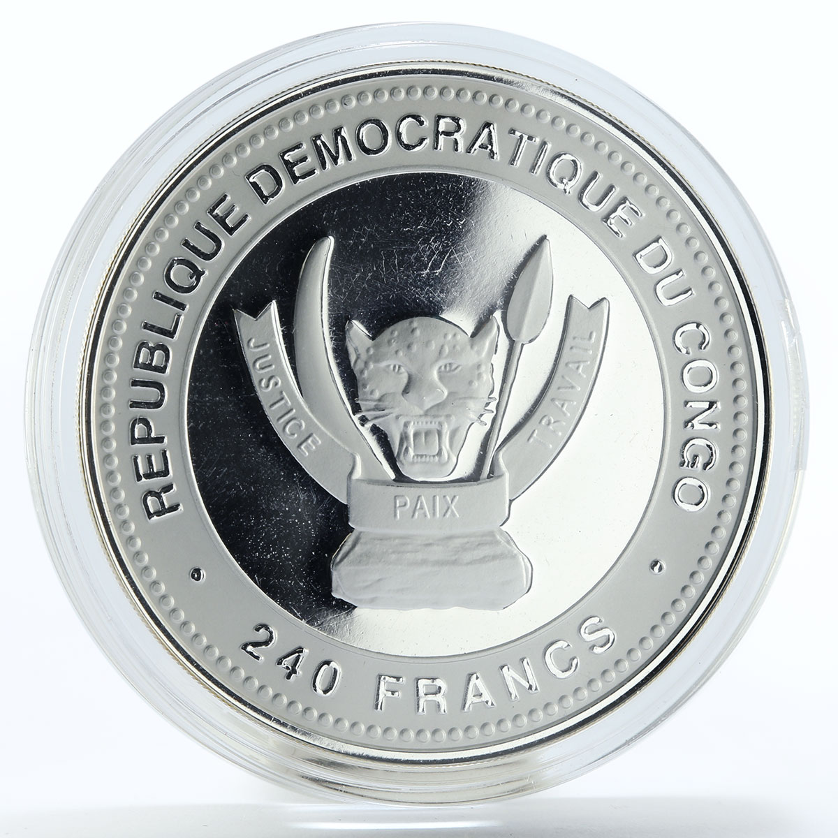 Congo 240 francs Year of the Goat Happy colored silver coin 2015