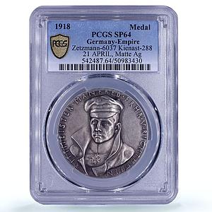 Germany Richthofen Red Baron Planes Aviation Matte SP64 PCGS silver medal 1918