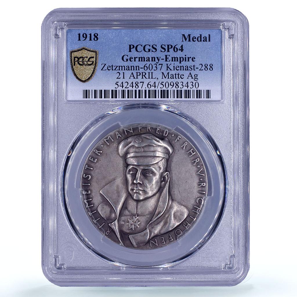 Germany Richthofen Red Baron Planes Aviation Matte SP64 PCGS silver medal 1918