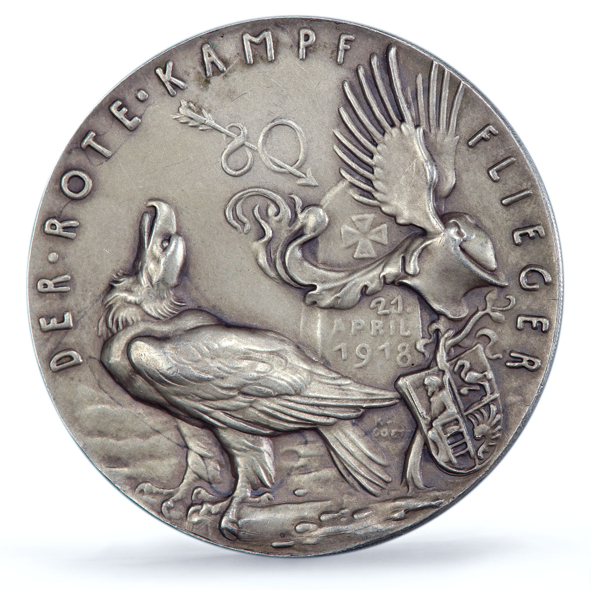 Germany Richthofen Red Baron Planes Aviation Matte SP64 PCGS silver medal 1918