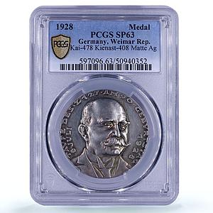Germany Weimar Ferdinand Zeppelin Airships Matte SP63 PCGS silver medal 1928