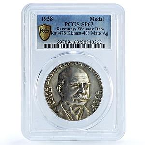 Germany Weimar Ferdinand Zeppelin Airships Matte SP63 PCGS silver medal 1928