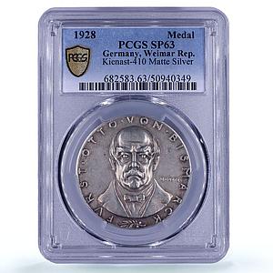 Germany Weimar Otto von Bismarck Politics Matte SP63 PCGS silver medal 1928