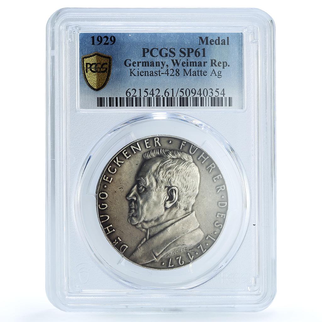 Germany Hugo Eckener Airship Flight Pyramids Sphinx SP61 PCGS silver medal 1929 Germany Hugo Eckener Airship Flight Pyramids Sphinx SP61 PCGS silver medal 1929