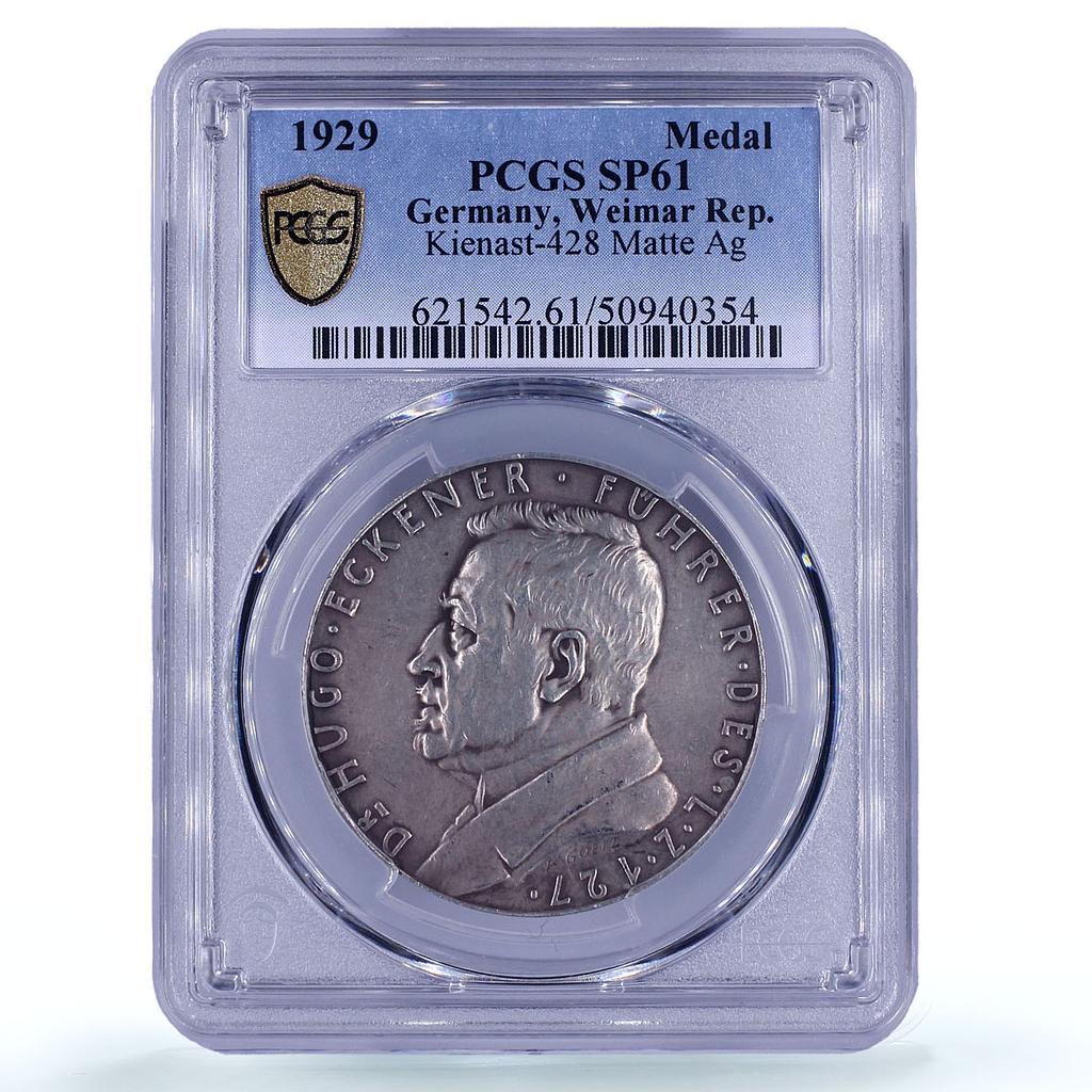 Germany Hugo Eckener Airship Flight Pyramids Sphinx SP61 PCGS silver medal 1929