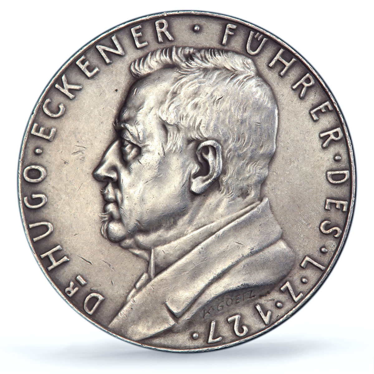 Germany Hugo Eckener Airship Flight Pyramids Sphinx SP61 PCGS silver medal 1929