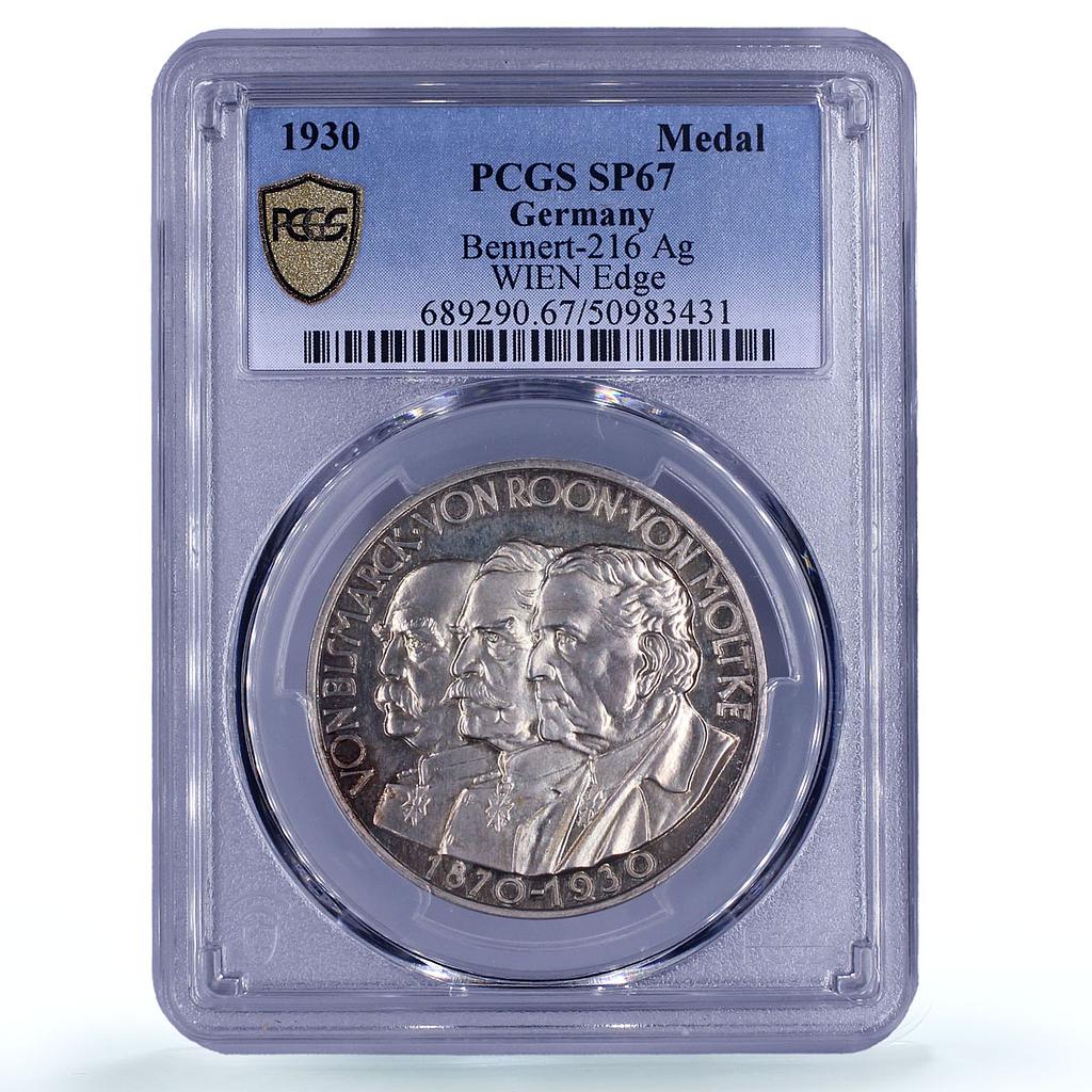 Germany Sedan Battle Bismarck Roon Moltke Matte SP67 PCGS silver medal 1930