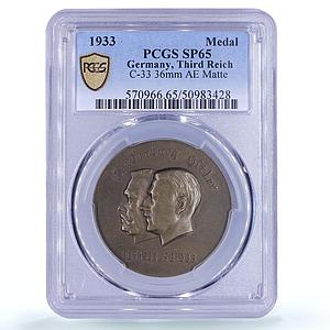Germany Third Reich Hindenburg Hitler Politics Matte SP65 PCGS bronze medal 1933