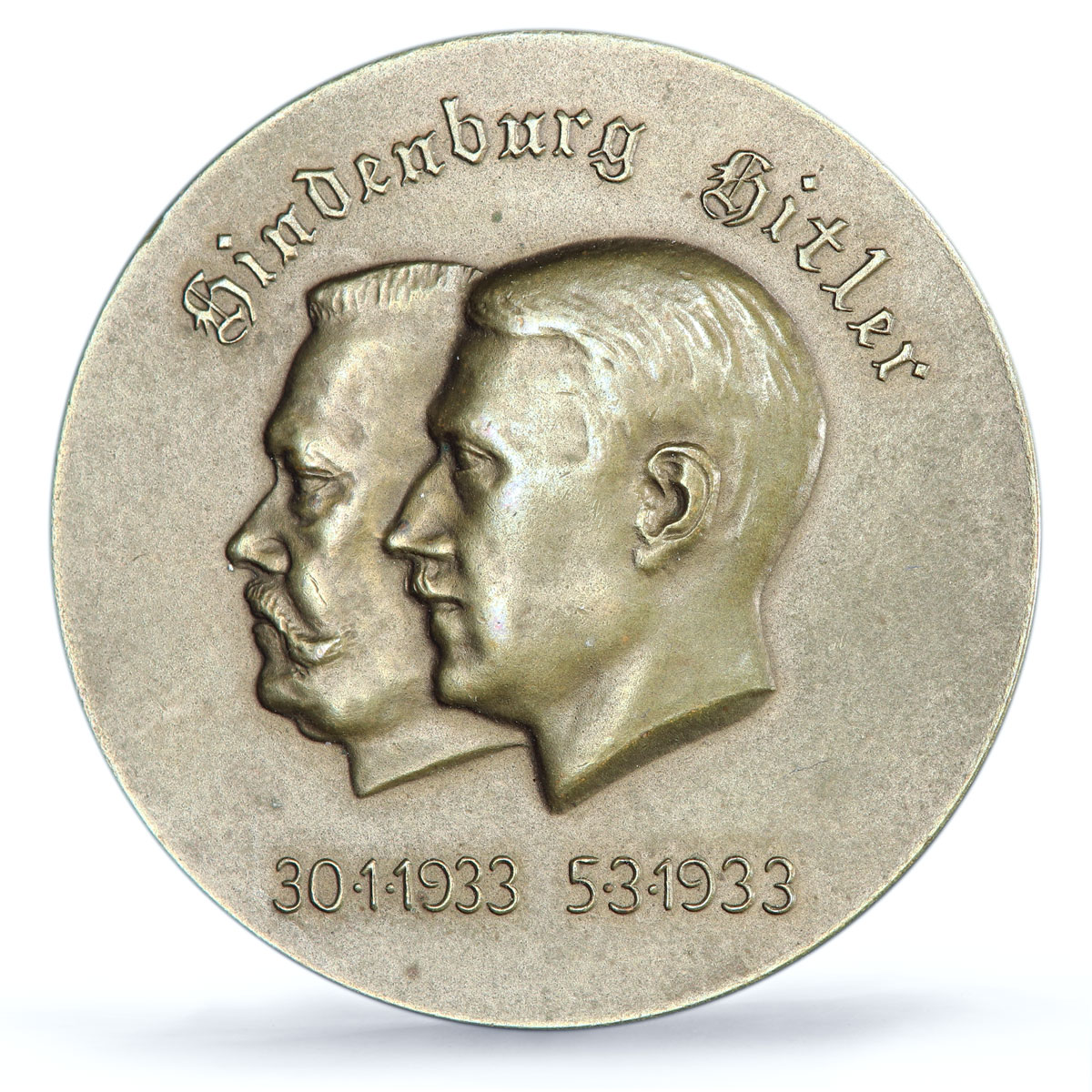 Germany Third Reich Hindenburg Hitler Politics Matte SP65 PCGS bronze medal 1933
