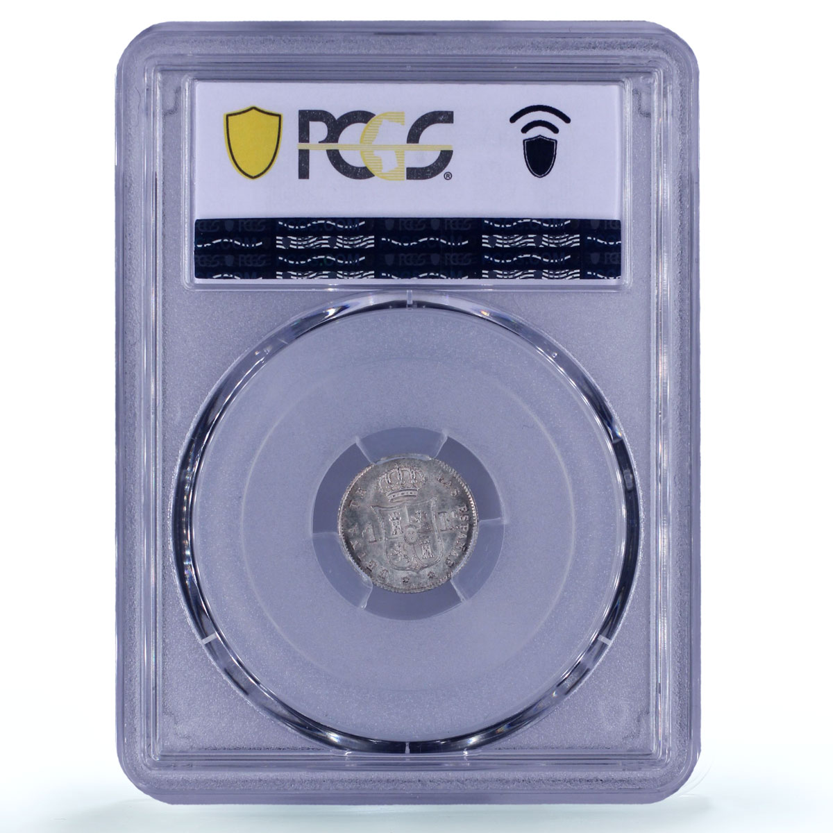 Spain 1 real Queen Isabella II 6 Pointed Stars Madrid MS63 PCGS silver coin 1852