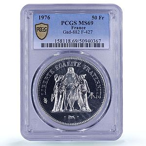 France 50 francs Freedom Equality Fraternity Hercules MS69 PCGS silver coin 1976