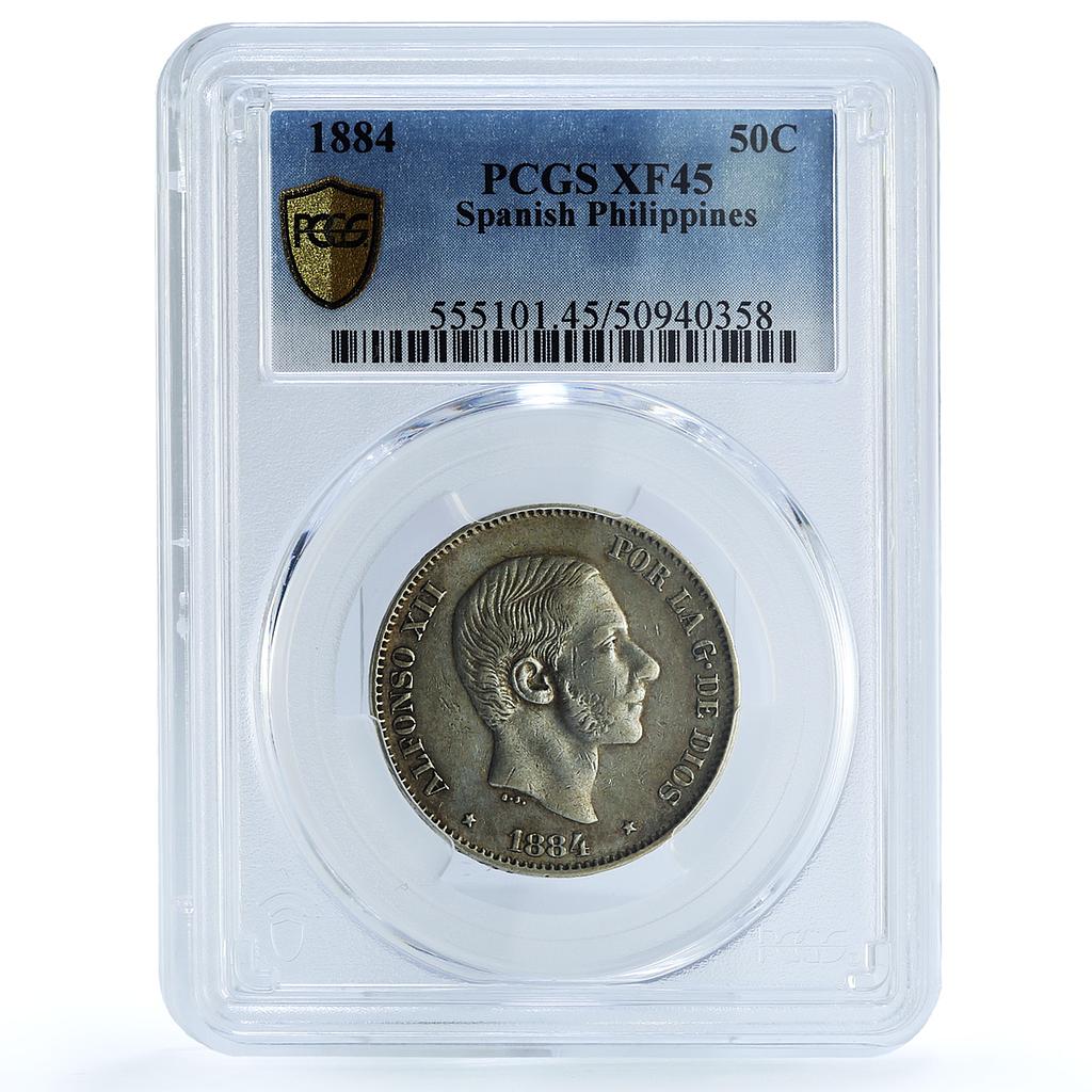 Philippines 50 centavos King Alfonso XII Coinage XF45 PCGS silver coin 1884 Philippines 50 centavos King Alfonso XII Coinage XF45 PCGS silver coin 1884